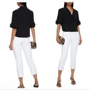 Frame Le Beau Crop raw hem white jeans 25